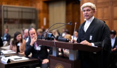 Daniel Stilitz KC at the International Court of Justice in the Hague, representing the United Kingdom
