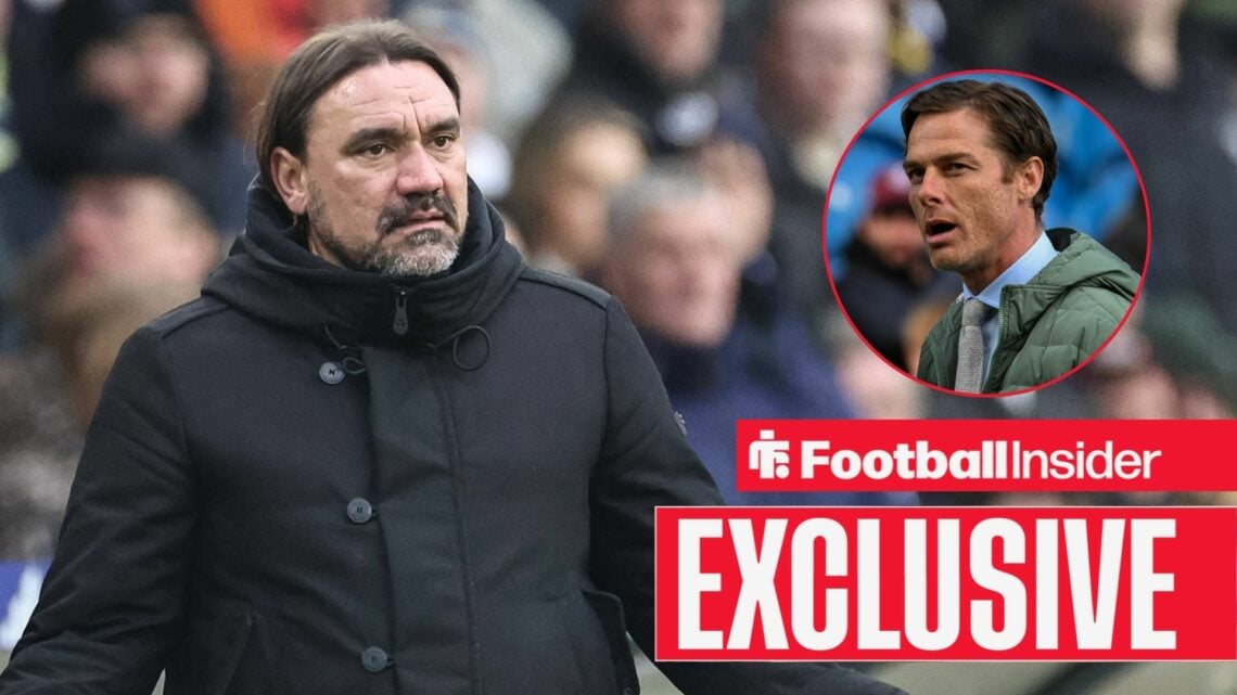Daniel Farke complaining, Scott Parker in a circular inset