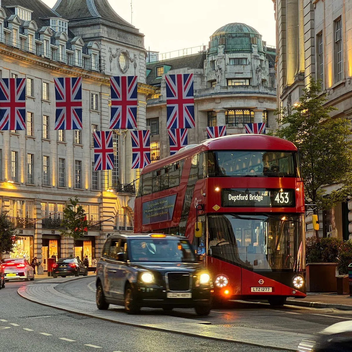 Double decker bus in heart of London