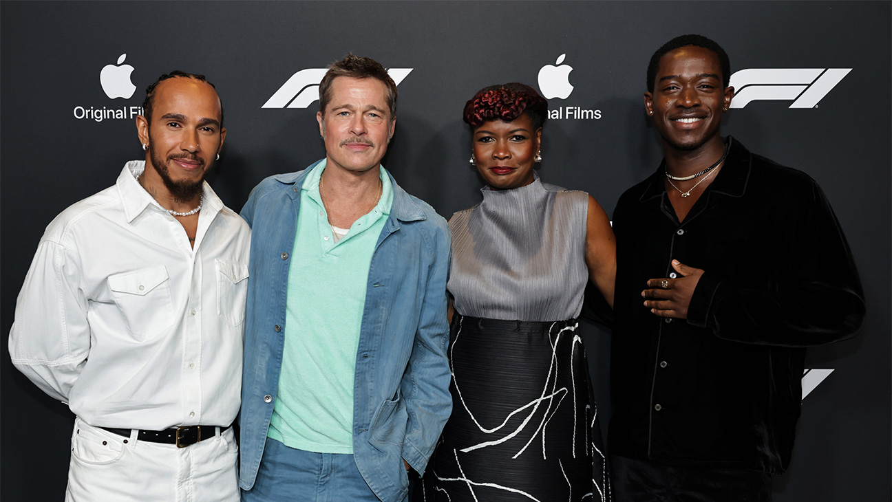 Lewis Hamilton, Brad Pitt, Sarah Niles, and Damson Idris