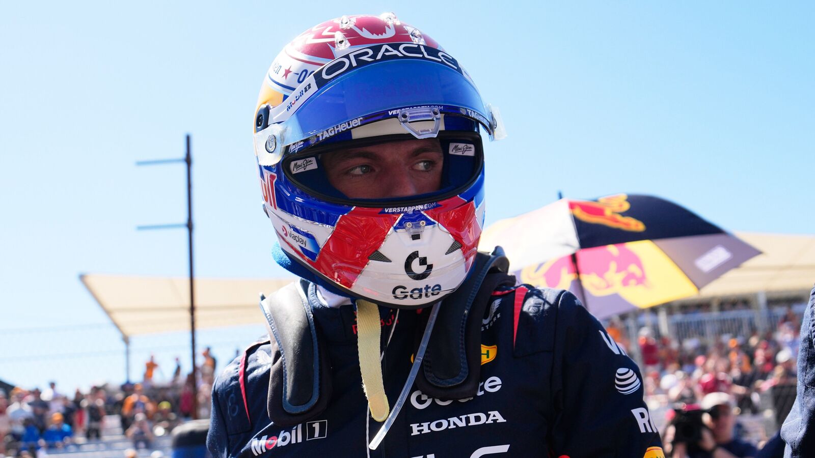 Red Bull driver Max Verstappen of the Netherlands prepares for the start of the Formula One U.S. Grand Prix auto race in Austin, Texas.
