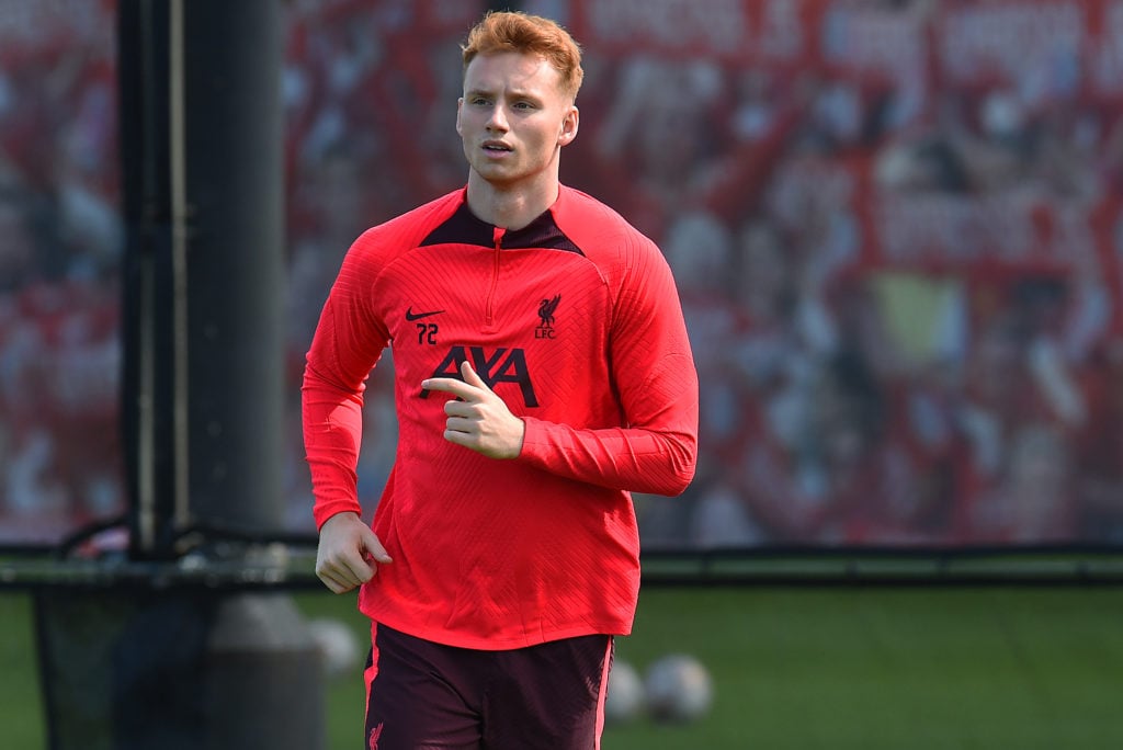 Sepp van den Berg pictured during a training session with Liverpool.