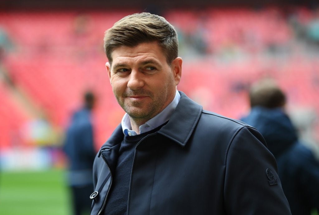 Former England footballer, Steven Gerrard looks on prior to the UEFA EURO 2024 qualifying round group C match between England and Ukraine at Wembley Stadium