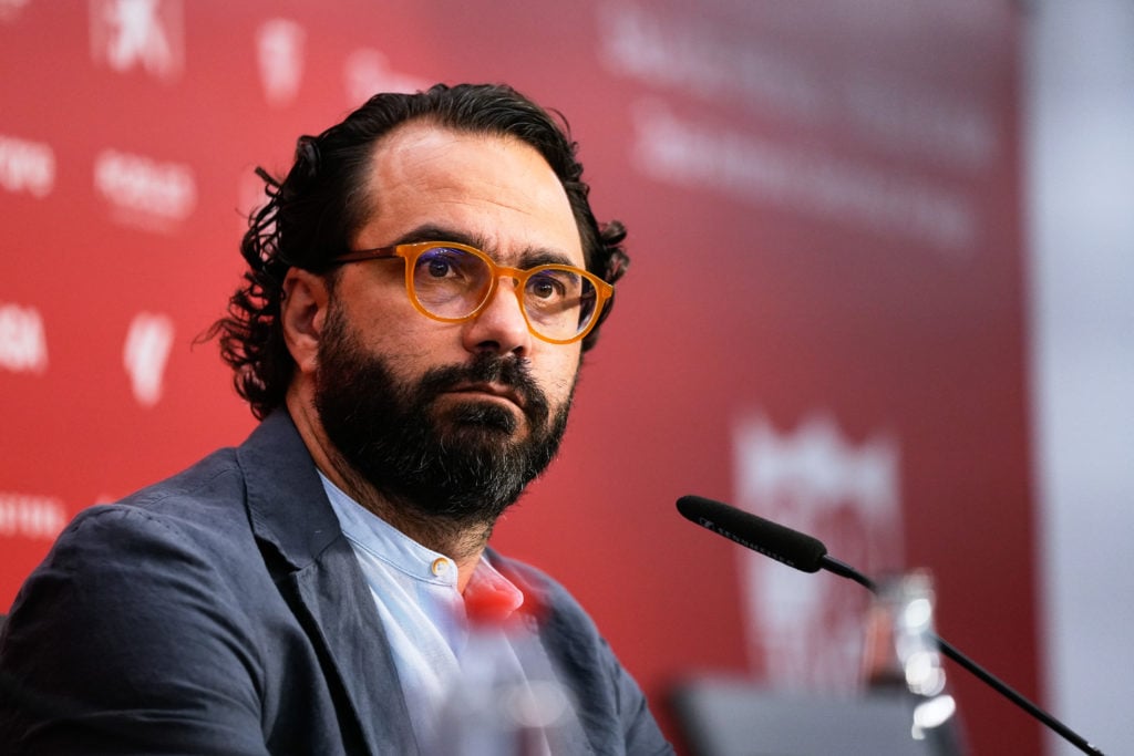 Victor Orta speaks at the Presentation Of Djibril Sow For Sevilla Fc