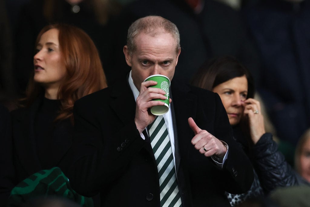 Michael Nicholson, Chief Executive Officer of Celtic, in the stands ahead of the William Hill Premiership match between Celtic FC and St. Johnstone FC at Celtic Park