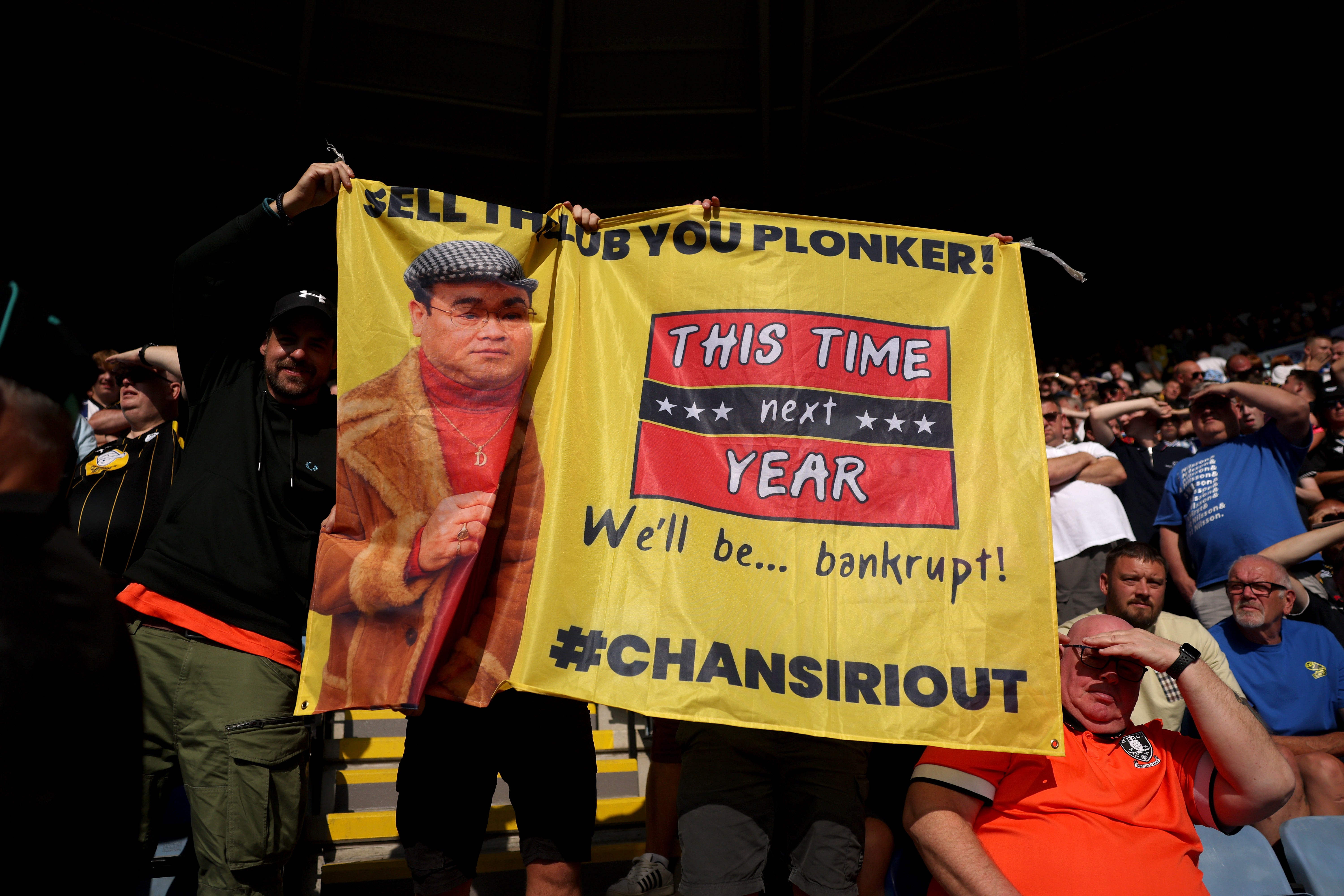 Fans protest against owner controversial Sheffield Wednesday owner Chansiri