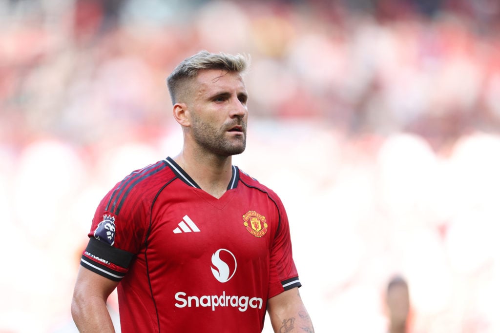 Luke Shaw of Manchester United during the Premier League match between Manchester United and Arsenal at Old Trafford.