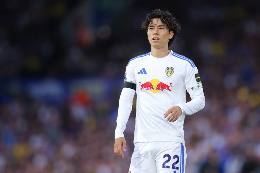 Ao Tanaka in action for Leeds against Everton.