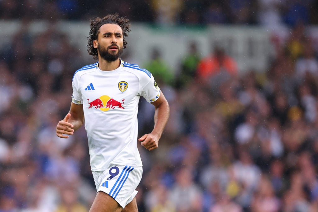 Dominic Calvert-Lewin playing for Leeds in the Premier League.