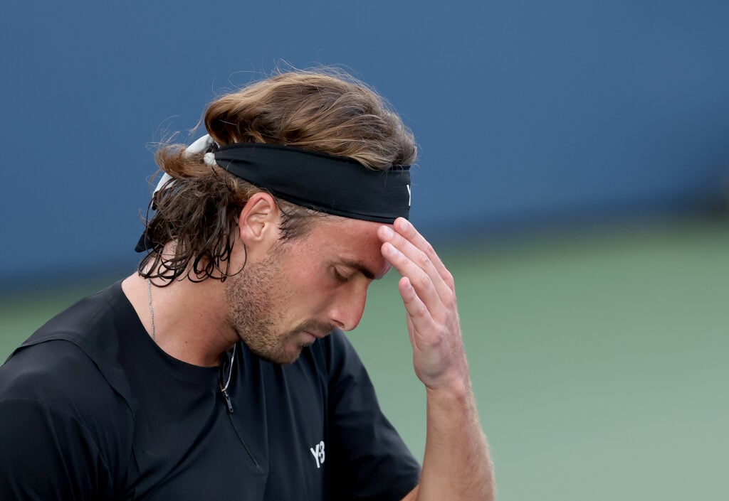 Stefanos Tsitsipas looks on during the 2025 US Open