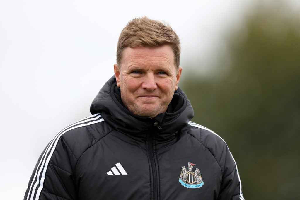 Eddie Howe looks on during a Newcastle training session