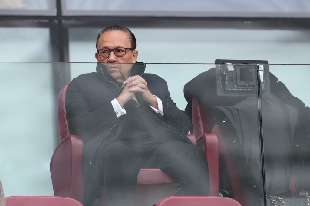 West Ham chief David Sullivan watches the Premier League defeat to Crystal Palace at the London Stadium