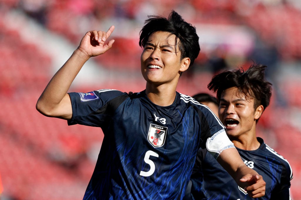 Rion Ichihara celebrates after scoring a penalty against Egypt for Japan during the U20 World Cup in Chile.