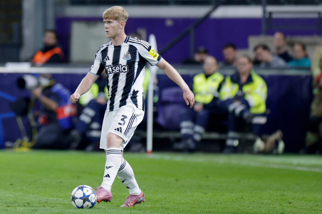 Lewis Hall in action for Newcastle United against USG in the Champions League.
