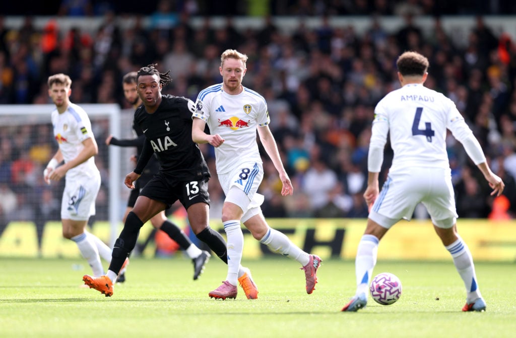 Sean Longstaff in action for Leeds against Tottenham.