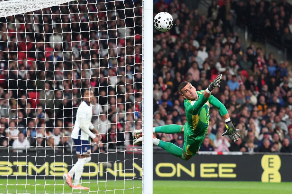 Karl Darlow dives for the ball during England v Wales - International Friendly