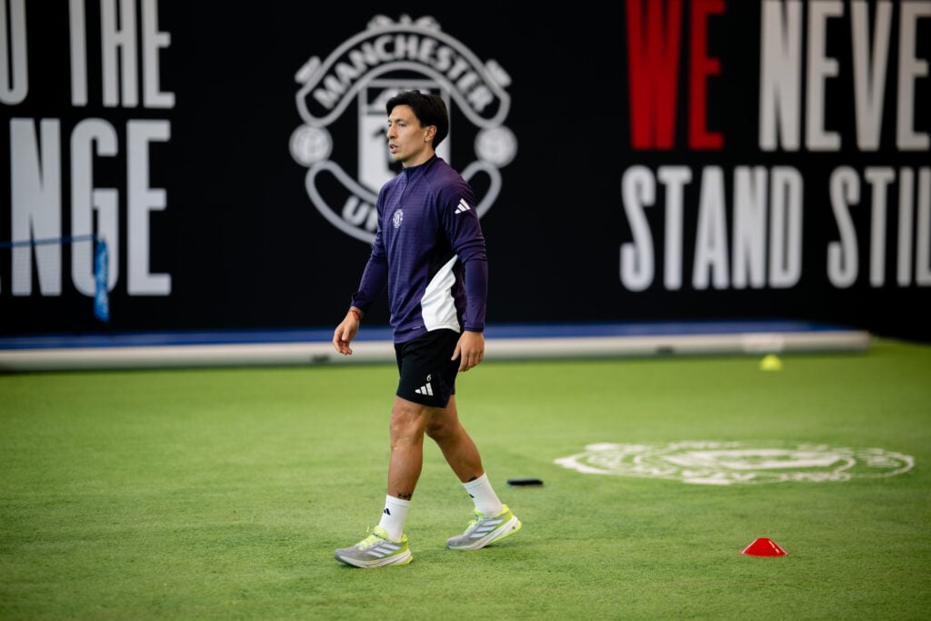 Lisandro Martinez emerges for Manchester United training session.