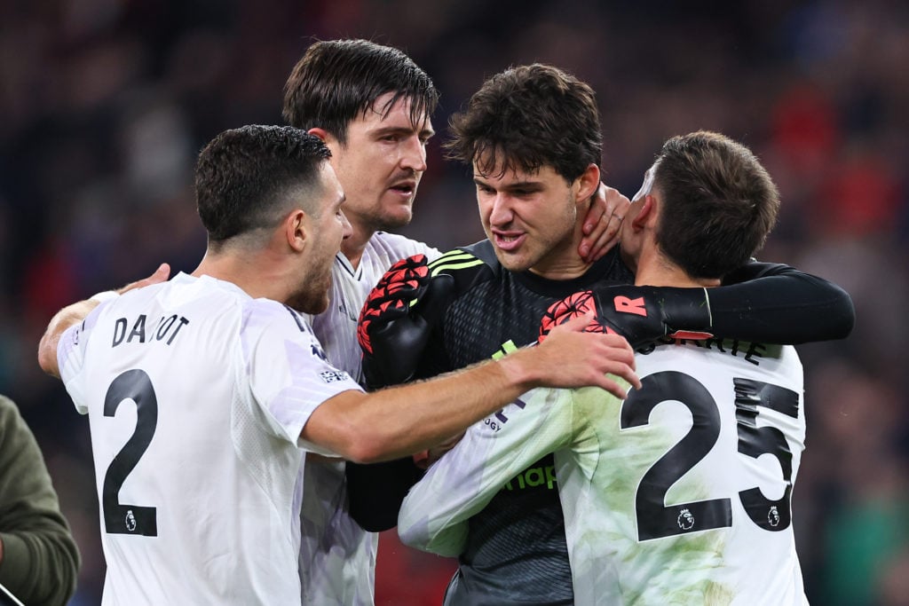 Senne Lammens mobbed by Man Utd teammates after win vs Liverpool
