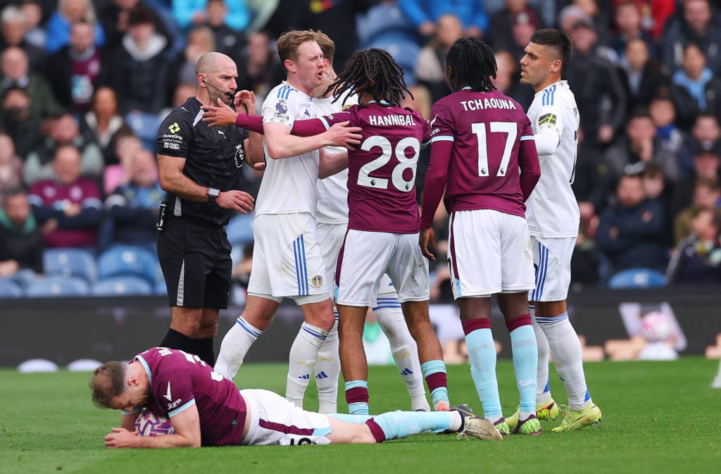 Sean Longstaff clashes during Burnley v Leeds United - Premier League