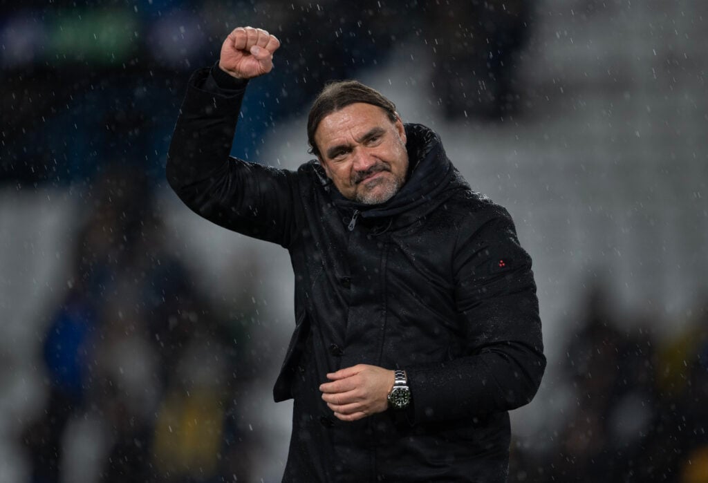 Daniel Farke celebrates after Leeds United v West Ham United - Premier League