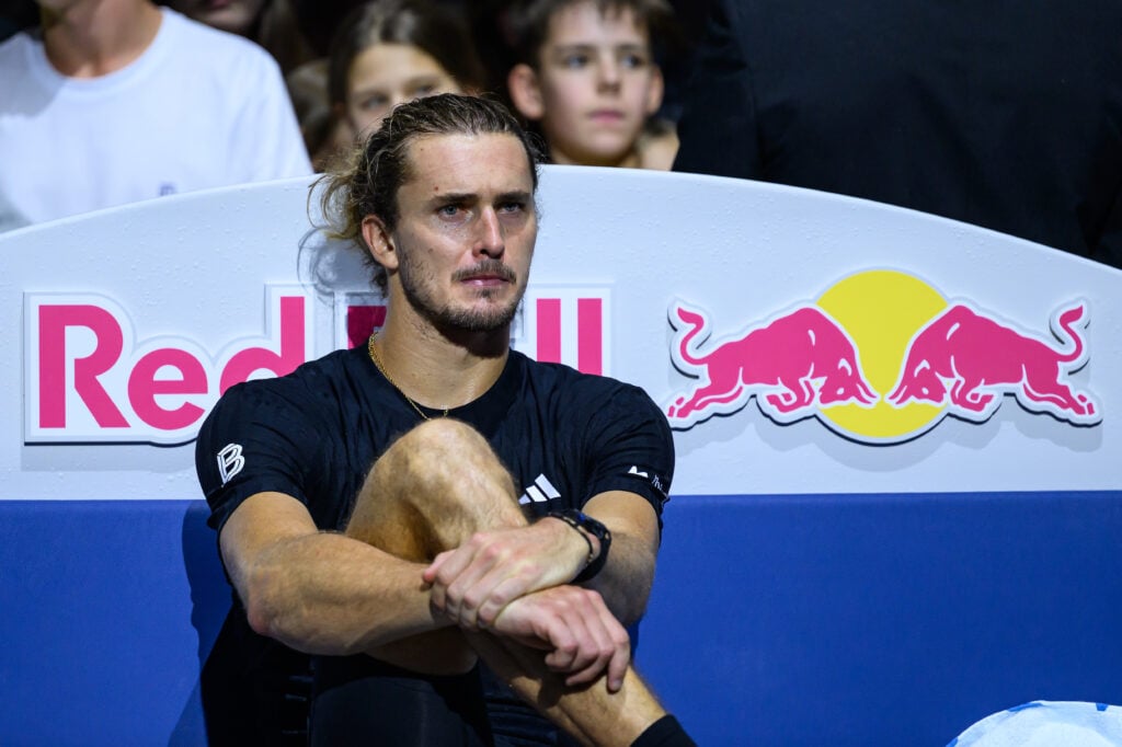 Alexander Zverev reacts after losing the 2025 Vienna Open final
