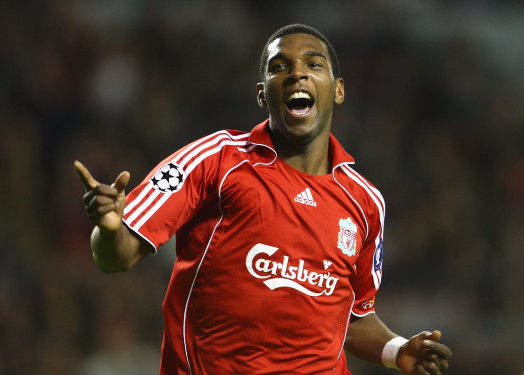 Ryan Babel pictured playing in a Champions League game for Liverpool.