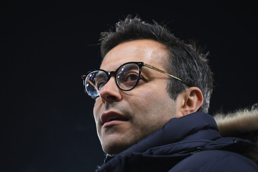 Andrea Radrizzani as Leeds United owner vs Derby County.