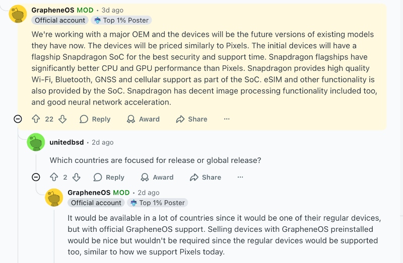 Graphene OS Android OEM partnership confirmation