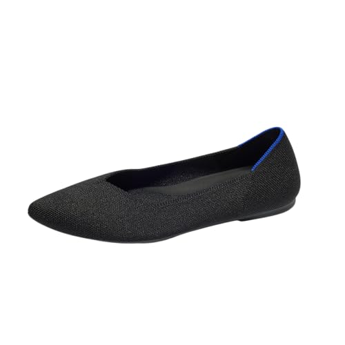 Rothy's the Point Ii Women's Slip-On Shoes, Pointed-Toe Flats, Black, Made From Recycled Plastic Bottles &amp; Machine Washable, Size 7