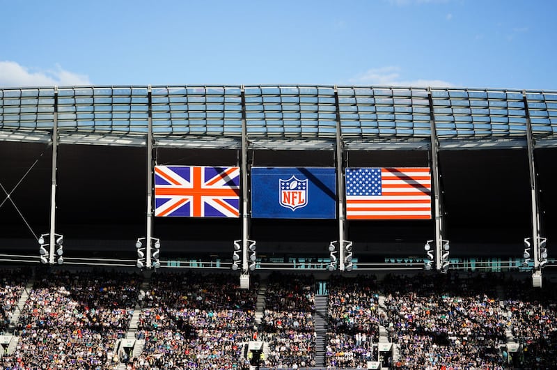 A general view of fans in the stands during the NFL International match at Tottenham Hotspur Stadium, London. Picture date: Sunday October 2, 2022. (Photo by Zac Goodwin/PA Images via Getty Images)