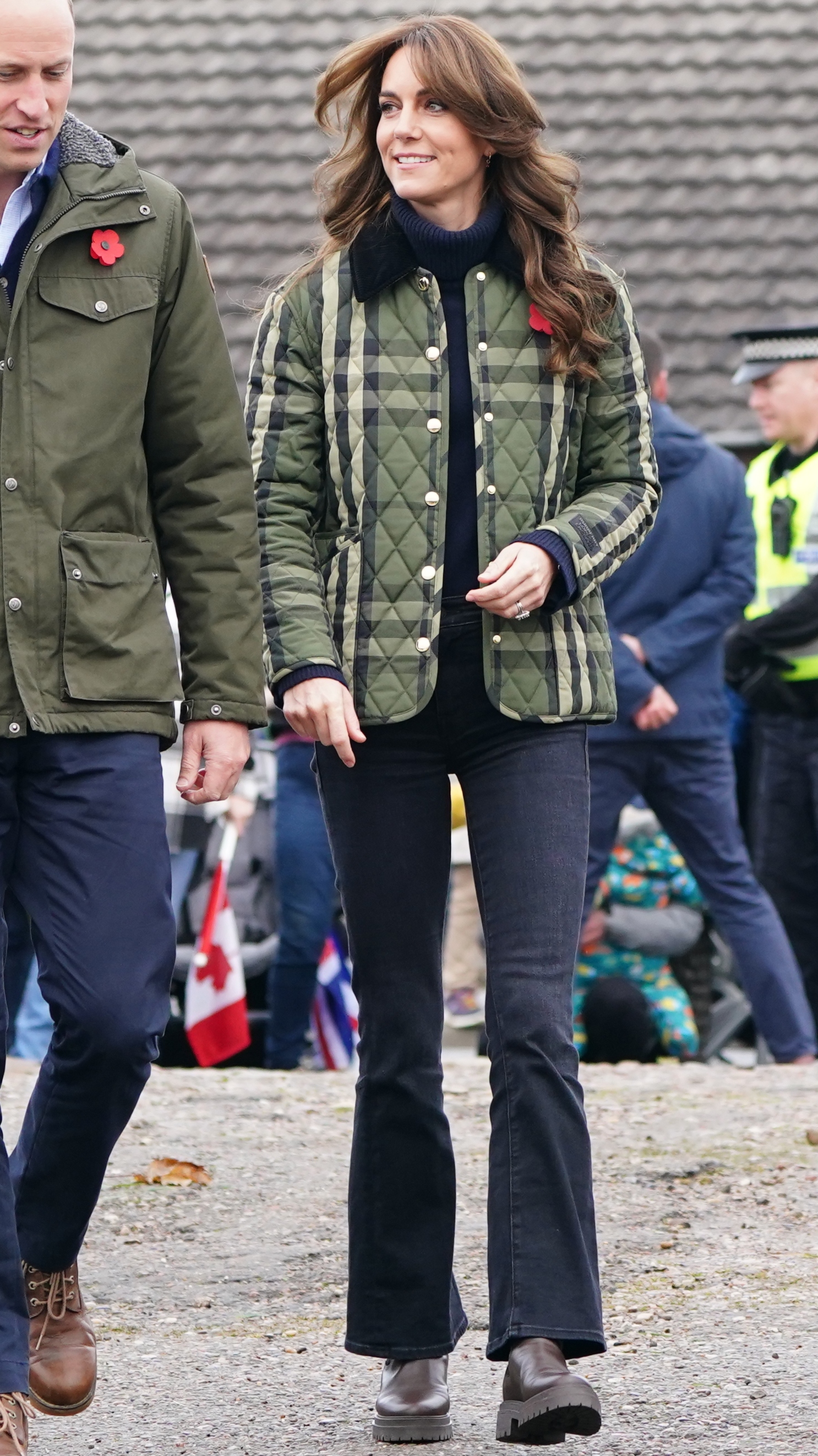 William, Prince of Wales (partly pictured) and Catherine, Princess of Wales, known as the Duke and Duchess of Rothesay when in Scotland, visit Outfit Moray