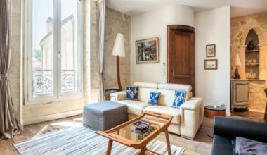 interior of a sunnily lit airbnb in Bordeaux France