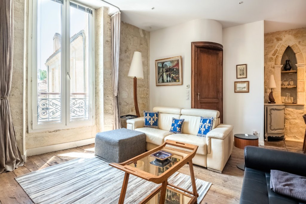 interior of a sunnily lit airbnb in Bordeaux France