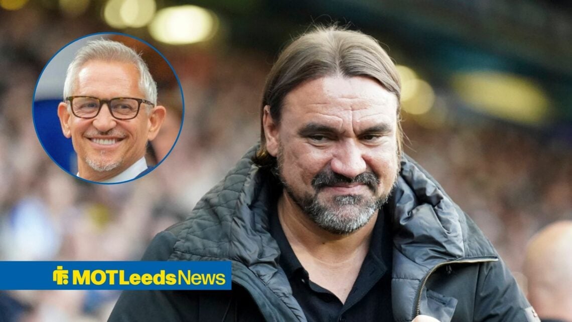 Leeds United manager Daniel Farke and Gary Lineker in circular inset