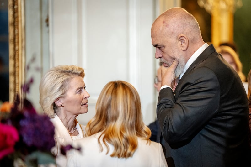 European Commission president Ursula von der Leyen, Italy's prime minister Giorgia Meloni, and Albania's prime minister Edi Rama. Photograph: Mads Claus Rasmussen/Ritzau Scanpix/AFP via Getty Images         