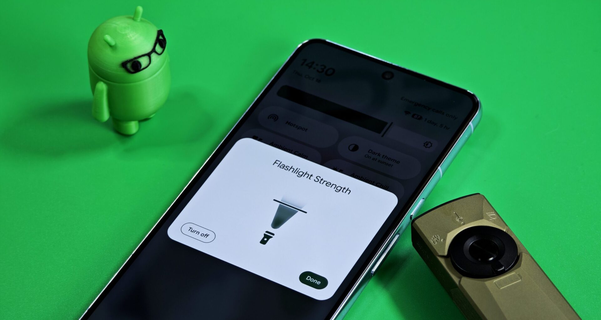 New flashlight brightness control UI on Android