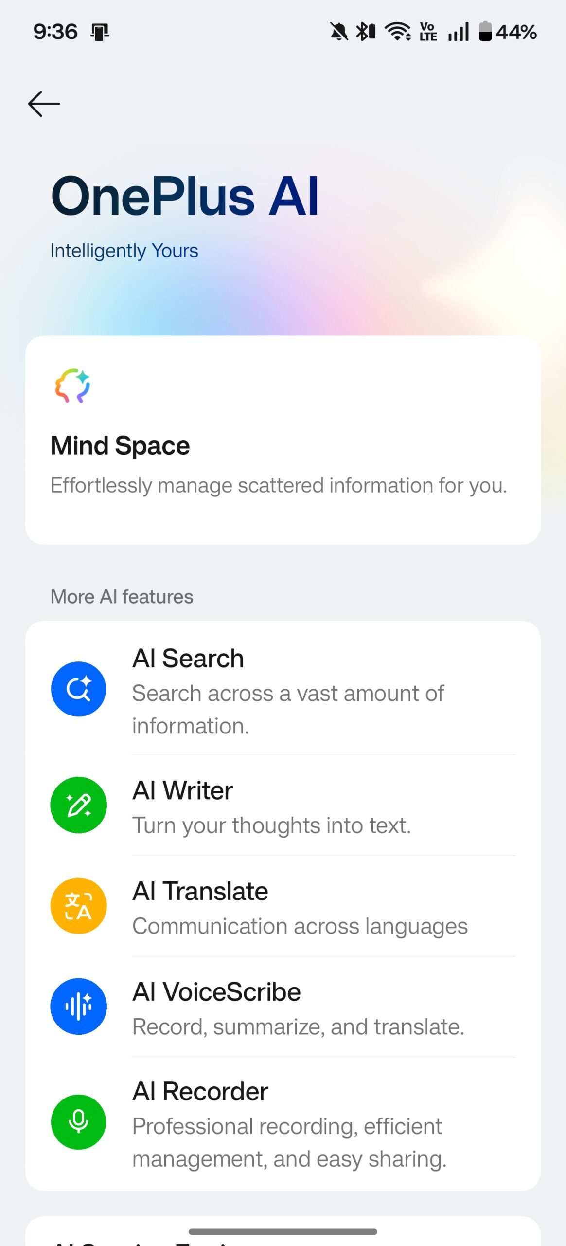 OnePlus AI settings in OxygenOS 16