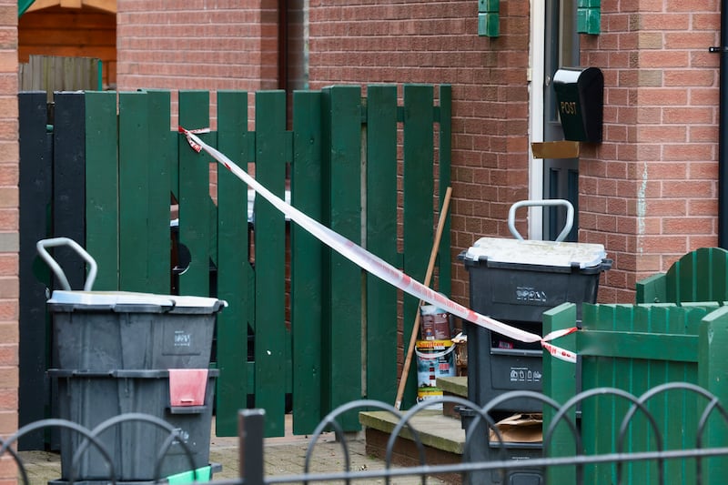 Police at the scene of a death in the e Old Mill area of Newtownabbey. PICTURE: MAL MCCANN