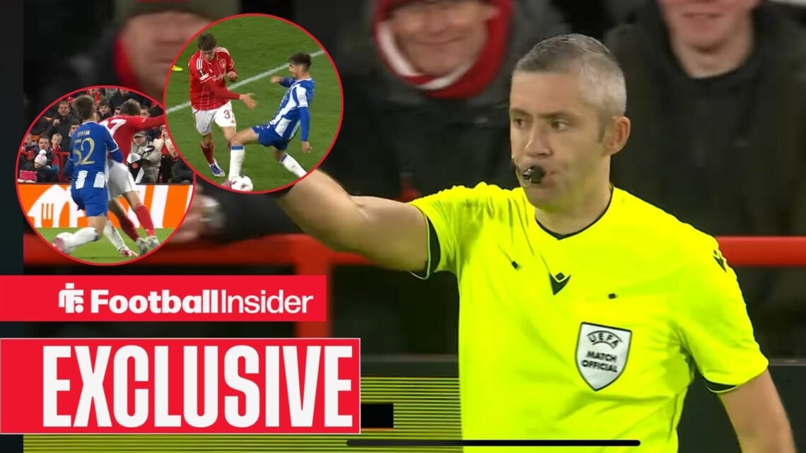 Referee Radu Petrescu with Nicolo Savona challenge left insets