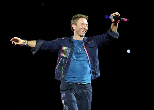 Chris Martin of Coldplay performs on a stop of the band's Music of the Spheres world tour at Allegiant Stadium on June 06, 2025 in Las Vegas, Nevada. (Photo by Ethan Miller/Getty Images)