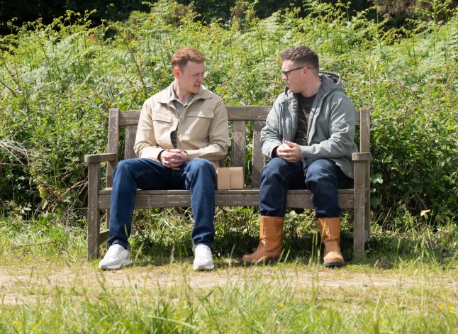 Editorial use only Mandatory Credit: Photo by ITV/Mark Bruce/Shutterstock (15423352ax) Emmerdale - Ep 10362 Monday 11th August 2025 As Vinny Dingle, as played by Bradley Johnson, chats to Mike, as played by Macaulay Cooper, in the nearby countryside, Vinny appreciates Mike's friendliness and their bond grows stronger. When Mike asks Vinny if he's gay, Vinny's confusion about defining his sexuality is clear, but he's grateful and comforted as Mike's support will help him understand it. 'Emmerdale' TV Show, Episodes 10356 - 10375, UK - Aug 2025 Emmerdale, is a British ITV long running soap opera, known as Emmerdale Farm until 1989, set in Emmerdale, a fictional village in the Yorkshire Dales. It was created by Kevin Laffan and was first broadcast on 16 October 1972. It was originally produced by ITV Yorkshire and is still filmed in their Leeds studios.