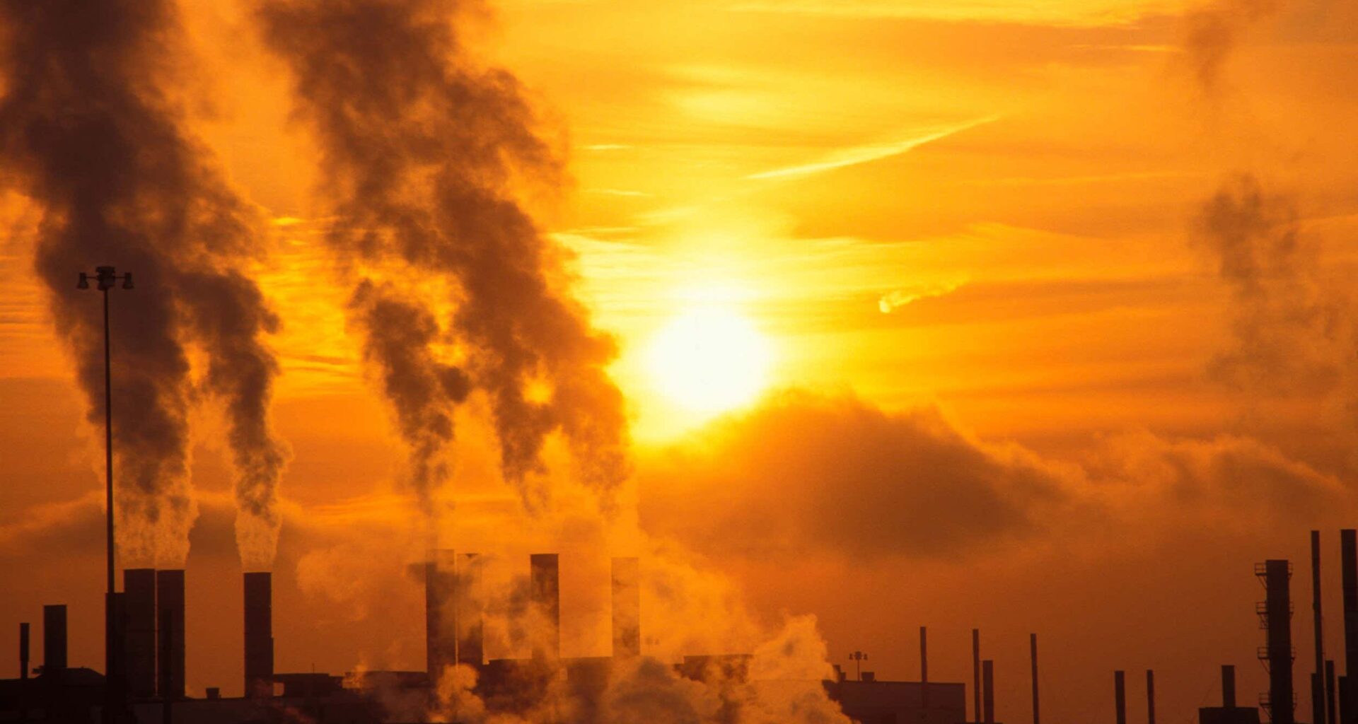 Emissions at sunrise from a power plant