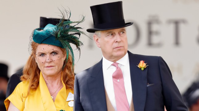 ASCOT, UNITED KINGDOM - JUNE 21: (EMBARGOED FOR PUBLICATION IN UK NEWSPAPERS UNTIL 24 HOURS AFTER CREATE DATE AND TIME) Sarah Ferguson, Duchess of York and Prince Andrew, Duke of York attend day four of Royal Ascot at Ascot Racecourse on June 21, 2019 in Ascot, England. (Photo by Max Mumby/Indigo/Getty Images)