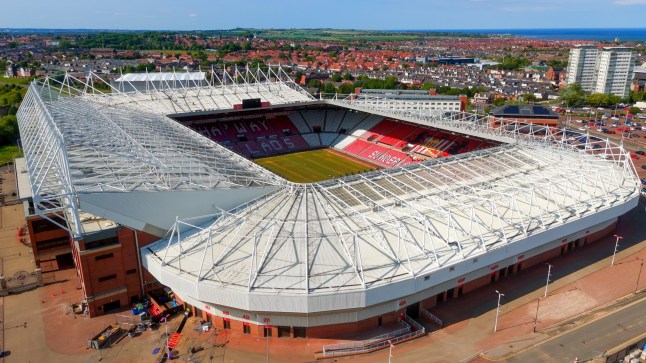 Aerial view of the Stadium of Light, home of Sunderland AFC, located in Sunderland, Tyne and Wear, England