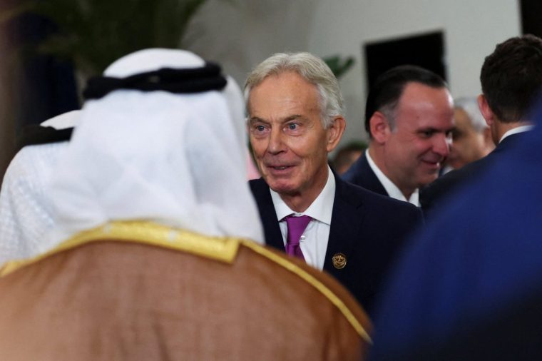 SHARM EL-SHEIKH, EGYPT - OCTOBER 13: Britain's former Prime Minister Tony Blair attends a world leaders' summit on ending the Gaza war on October 13, 2025 in Sharm El-Sheikh, Egypt. President Trump is in Egypt to meet with European and Middle Eastern leaders in what???s being billed as an international peace summit, following the start of a US-brokered ceasefire deal to end the war in the Gaza Strip. (Photo by Suzanne Plunkett - Pool / Getty Images)