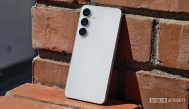 Samsung Galaxy S25 FE against wall showing back