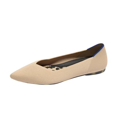 Rothy's the Point Ii Women's Slip-On Shoes, Pointed-Toe Flats, Ecru Beige, Made From Recycled Plastic Bottles &amp; Machine Washable, Size 7