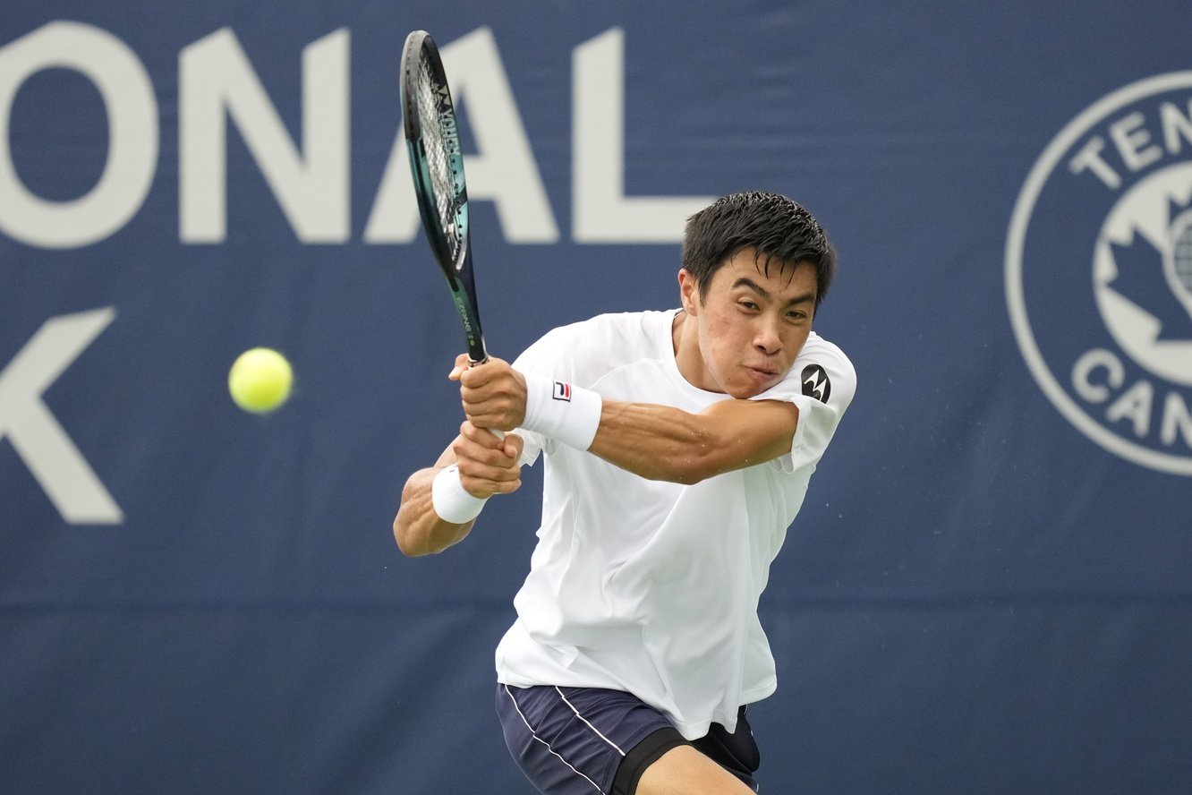Brandon Nakashima in action ahead of th ATP Tokyo Open.