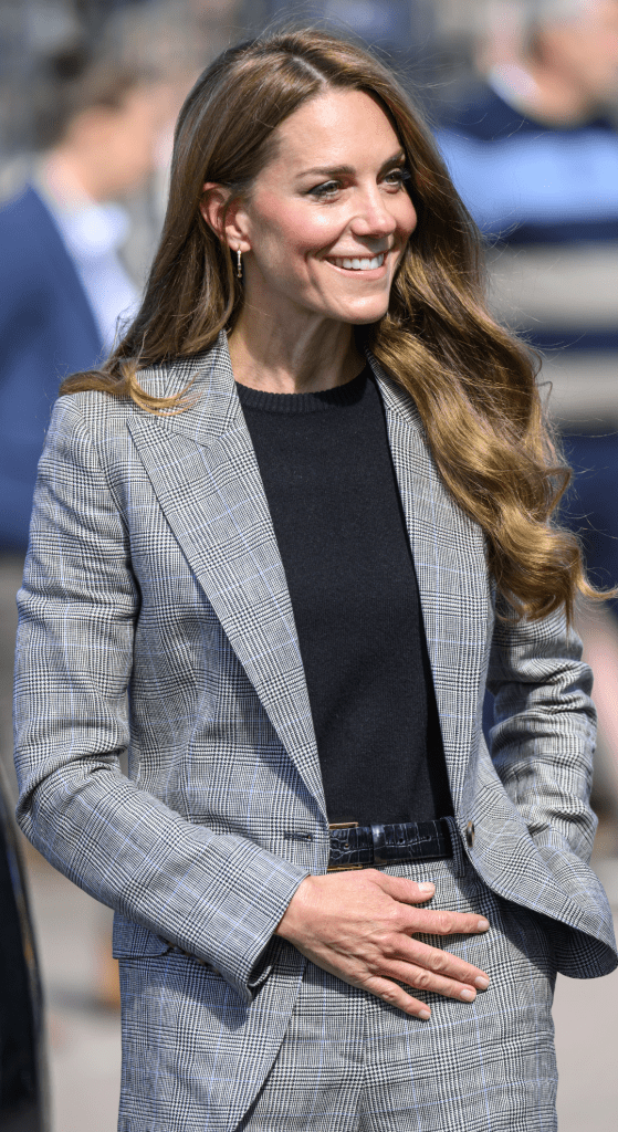 Kate Middleton wearing a grey suit