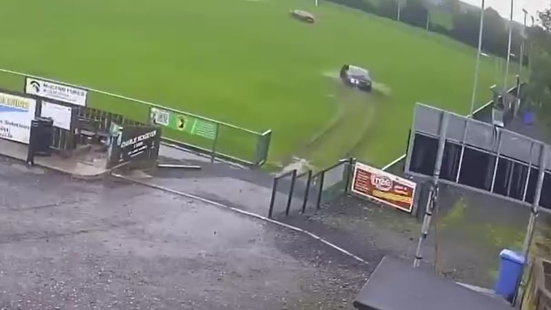 Watch: Video emerges of police car chase across GAA pitch 